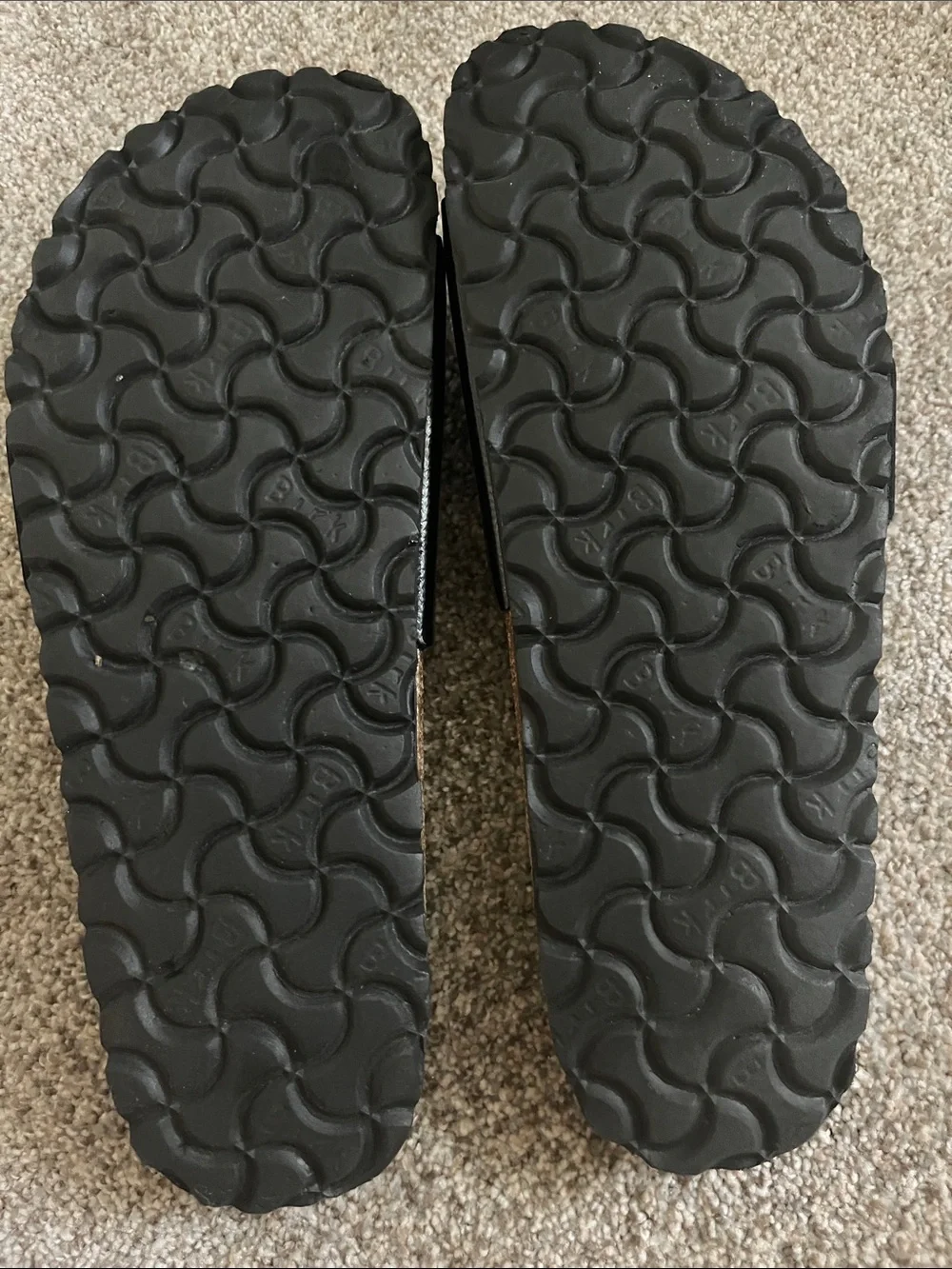 Birkenstock Black Gloss Single-Buckle Slide Sandals with Gold Buckles - Picture 3 of 4